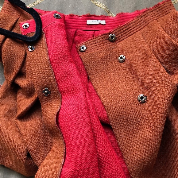 Miu Miu Wool Pleated Mini Midi Skirt (Italian 40, ~ S) FLAWED - Picture 9 of 11